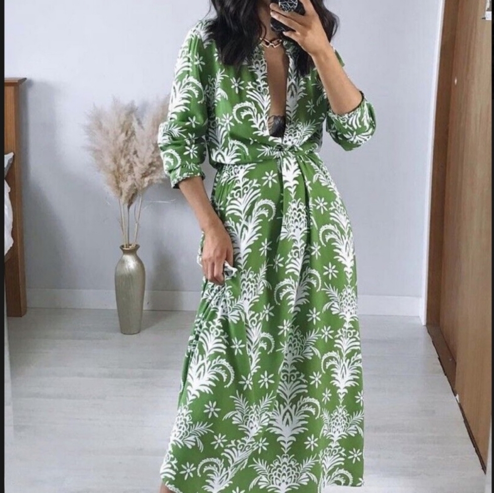 Zara Belted Printed Dress